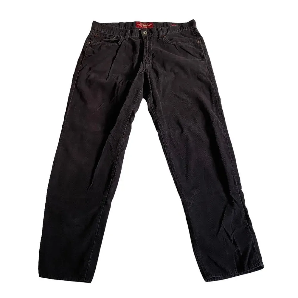Lucky Brand 361 Vintage Straight Dark Gray Corduroys Cords Sz 34x30